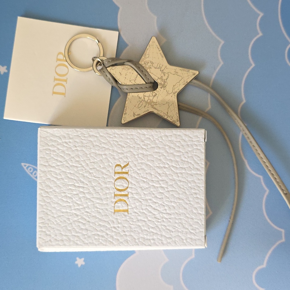 Dior Star Keychain in Cream and Gray
